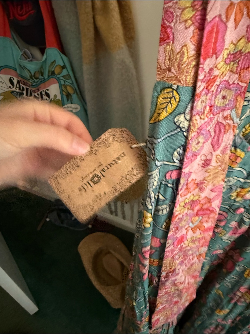 Natural Life Teal and Pink Sleeveless Sundress - Picture 4 of 5